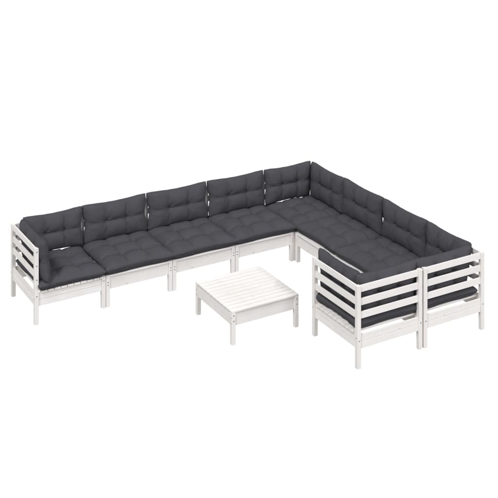 10-delige Loungeset met kussens grenenhout wit is nu te koop bij PeponiXL, paradijselijk wonen!