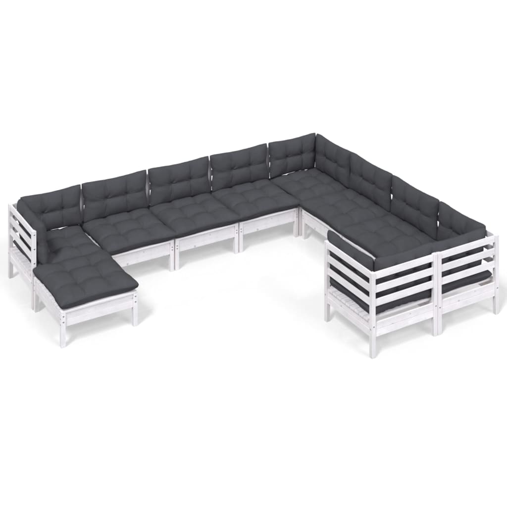 10-delige Loungeset met kussens grenenhout wit is nu te koop bij PeponiXL, paradijselijk wonen!