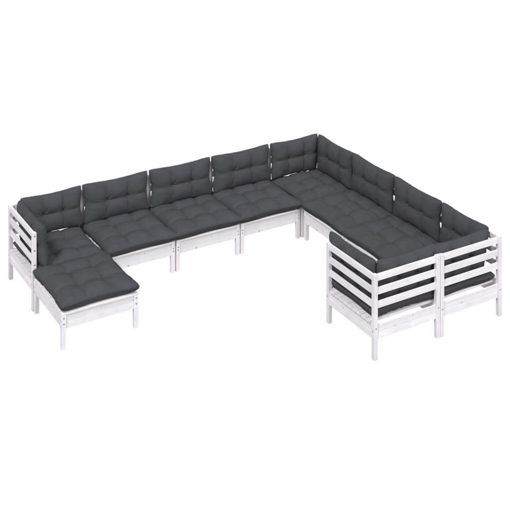 10-delige Loungeset met kussens grenenhout wit is nu te koop bij PeponiXL, paradijselijk wonen!