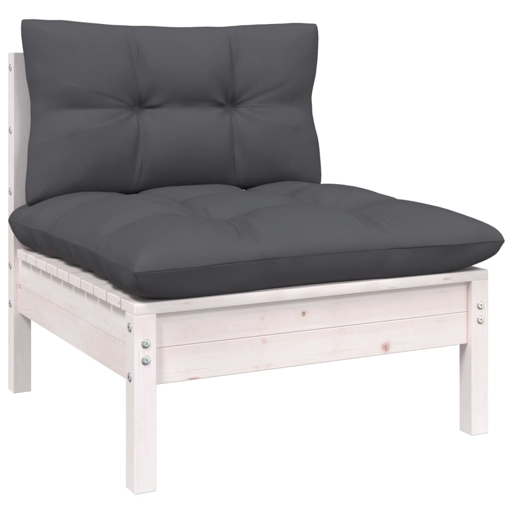 10-delige Loungeset met kussens grenenhout wit is nu te koop bij PeponiXL, paradijselijk wonen!