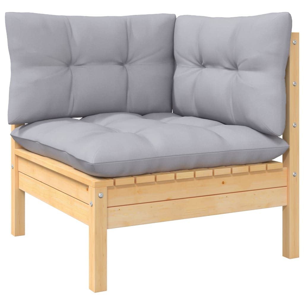 10-delige Loungeset met grijze kussens grenenhout is nu te koop bij PeponiXL, paradijselijk wonen!