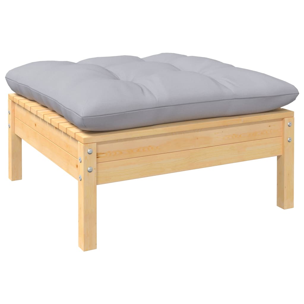 11-delige Loungeset met grijze kussens grenenhout is nu te koop bij PeponiXL, paradijselijk wonen!