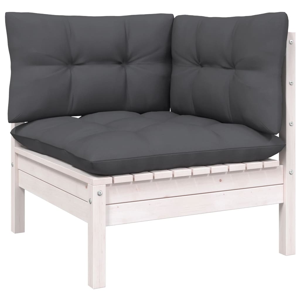 12-delige Loungeset met kussens massief grenenhout wit is nu te koop bij PeponiXL, paradijselijk wonen!