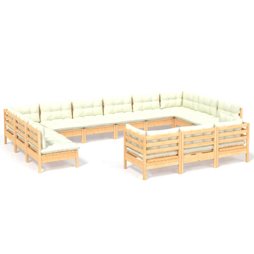 13-delige Loungeset met crèmekleurige kussens grenenhout is nu te koop bij PeponiXL, paradijselijk wonen!