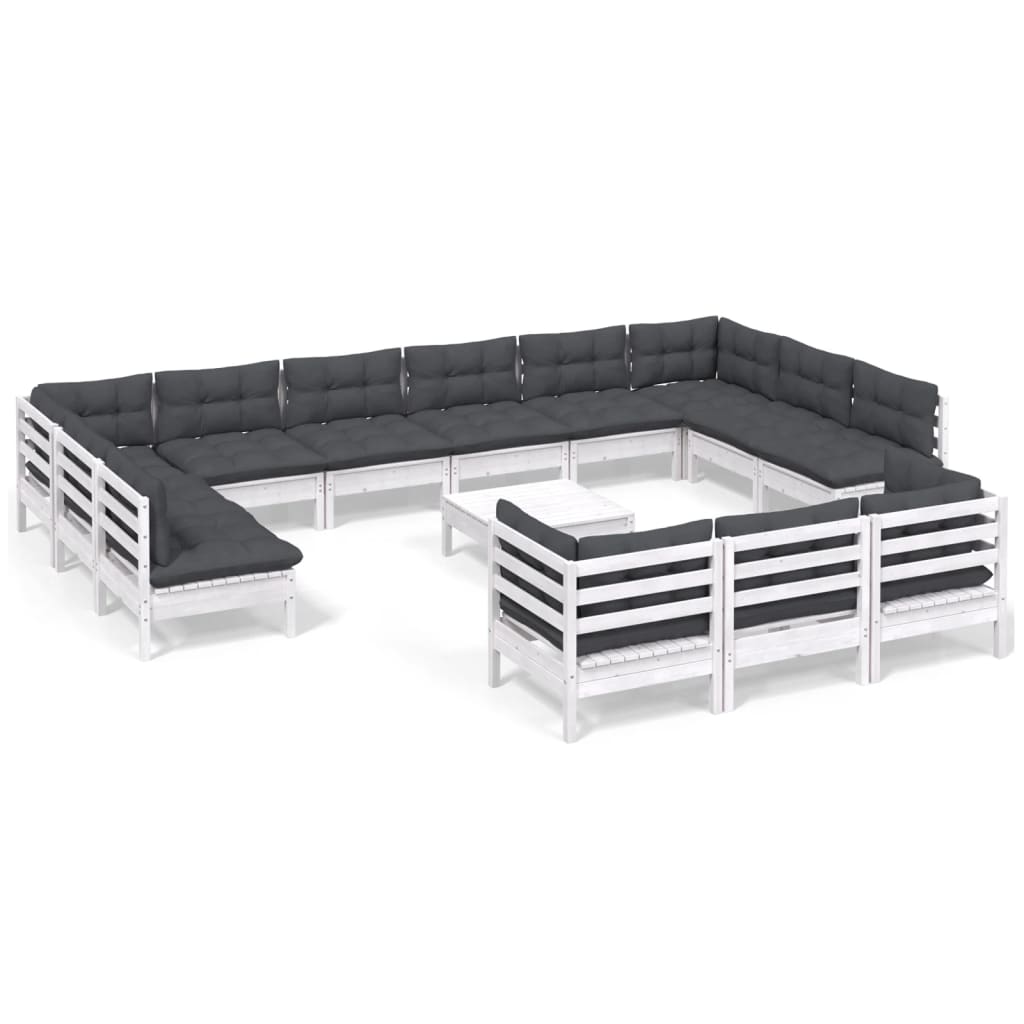 14-delige Loungeset met kussens grenenhout wit is nu te koop bij PeponiXL, paradijselijk wonen!