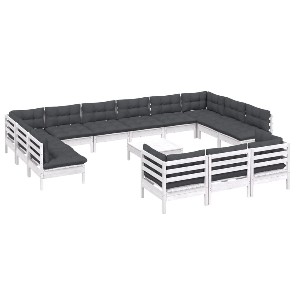 14-delige Loungeset met kussens grenenhout wit is nu te koop bij PeponiXL, paradijselijk wonen!