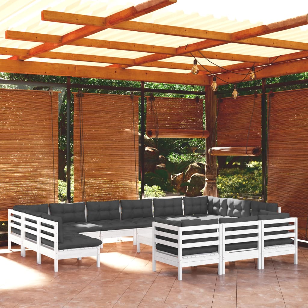 14-delige Loungeset met kussens grenenhout wit is nu te koop bij PeponiXL, paradijselijk wonen!
