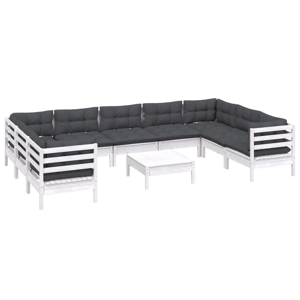 10-delige Loungeset met kussens grenenhout wit is nu te koop bij PeponiXL, paradijselijk wonen!