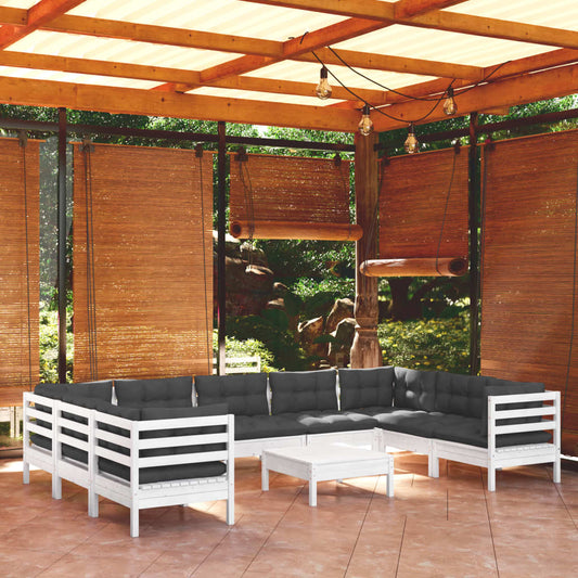 10-delige Loungeset met kussens grenenhout wit is nu te koop bij PeponiXL, paradijselijk wonen!