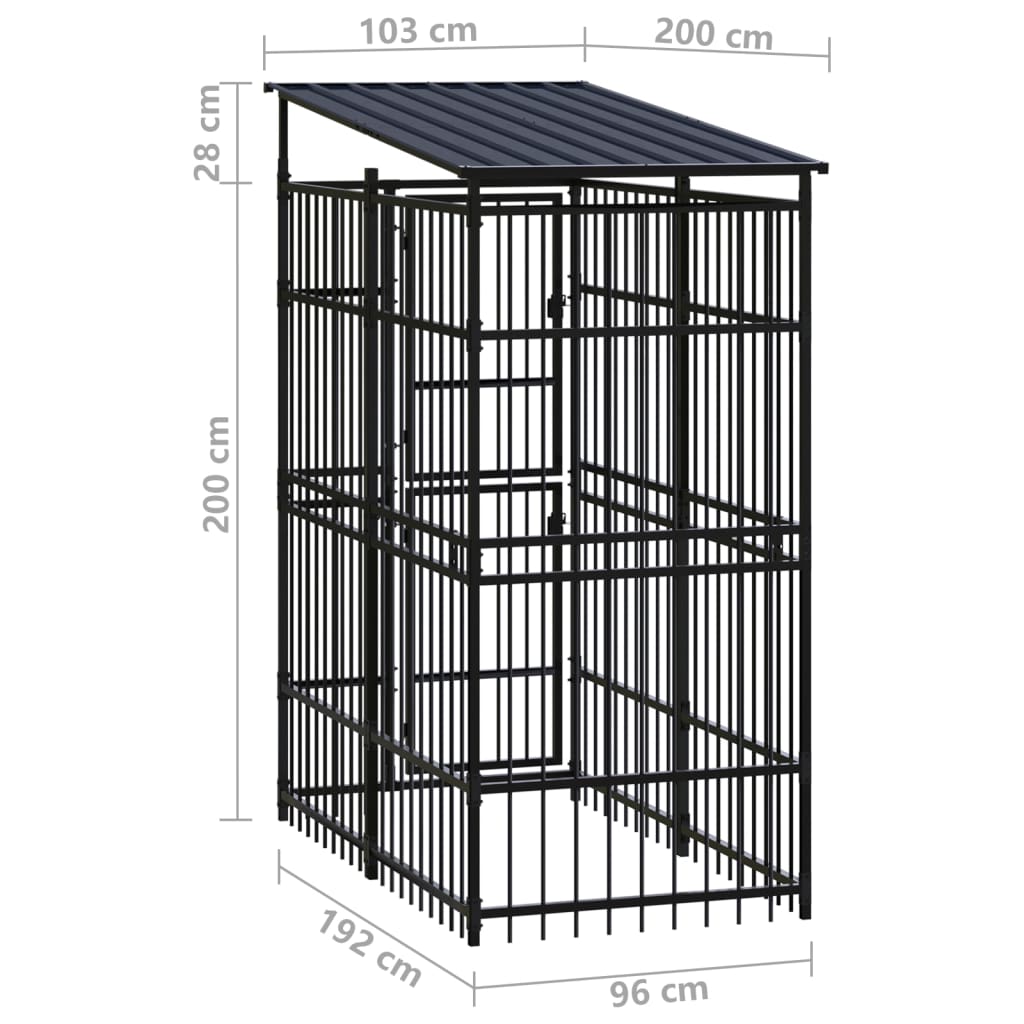 Hondenkennel met dak 1,84 m² staal is nu te koop bij PeponiXL, paradijselijk wonen!