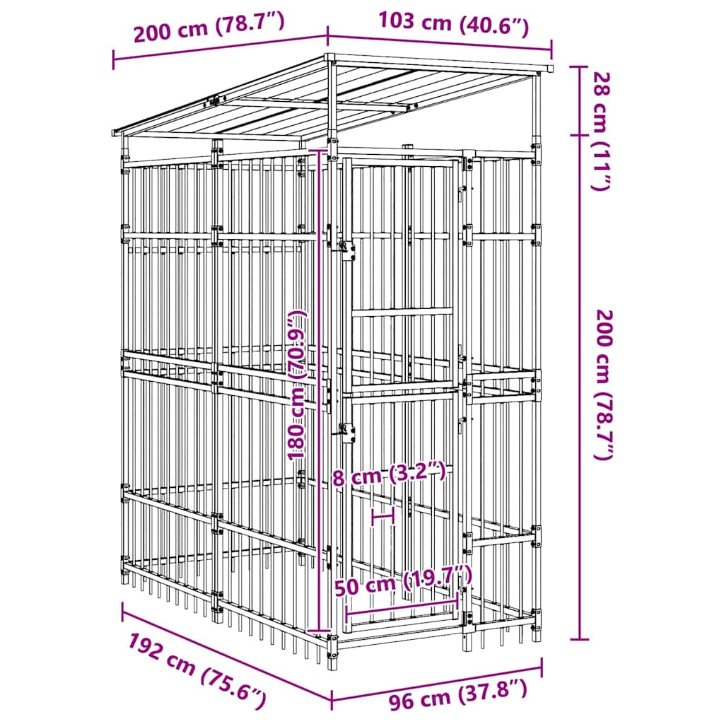 Hondenkennel met dak 1,84 m² staal is nu te koop bij PeponiXL, paradijselijk wonen!