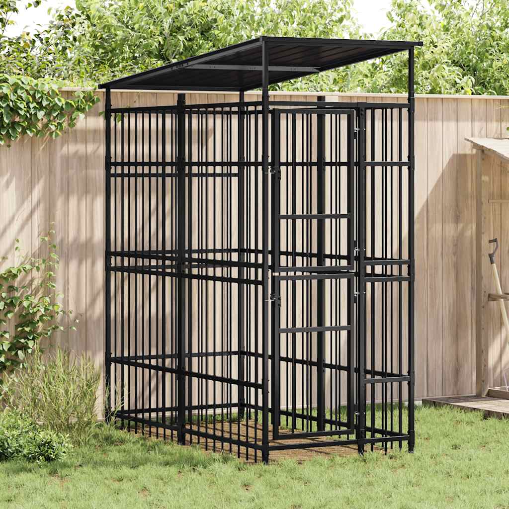 Hondenkennel met dak 1,84 m² staal is nu te koop bij PeponiXL, paradijselijk wonen!