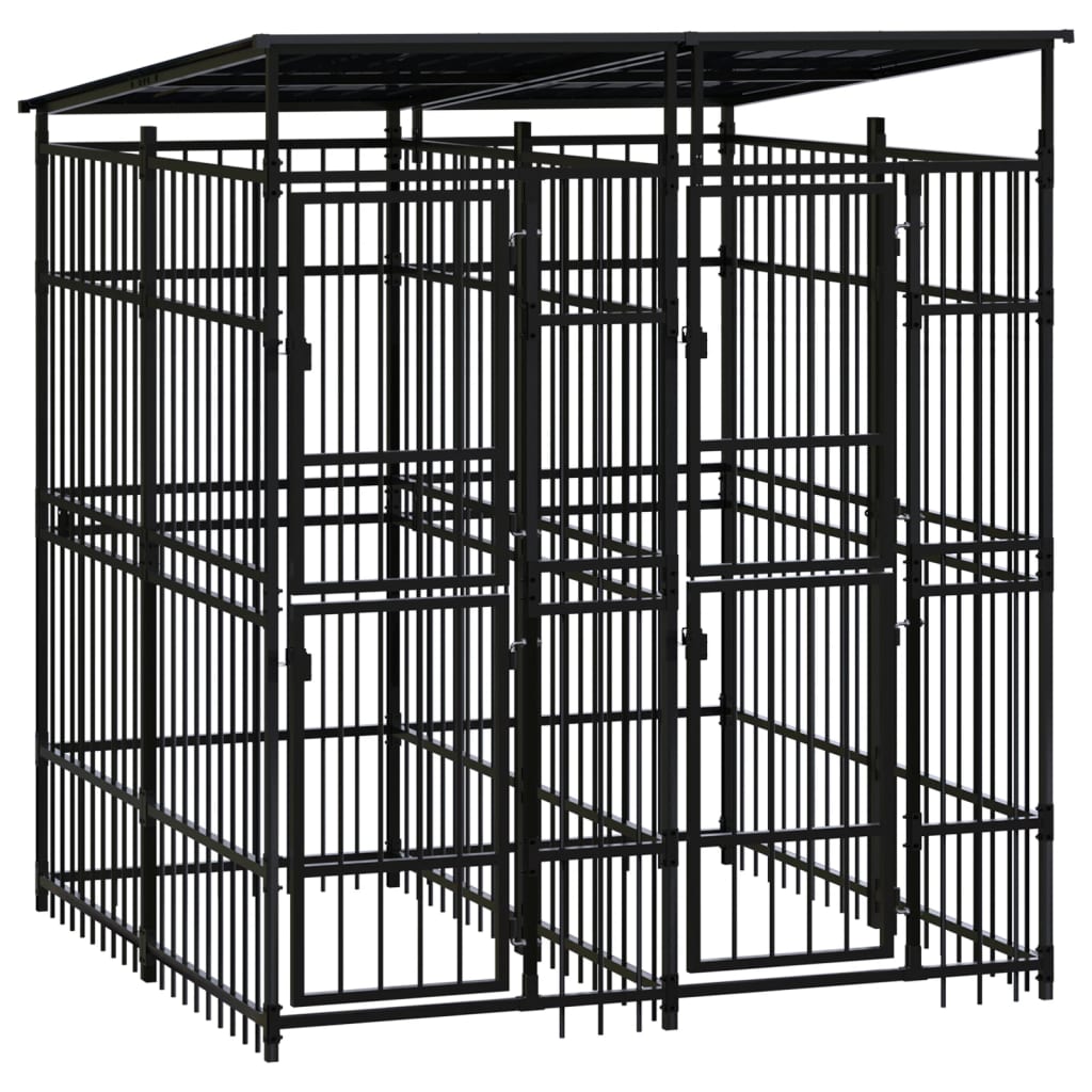Hondenkennel met dak 3,69 m² staal is nu te koop bij PeponiXL, paradijselijk wonen!
