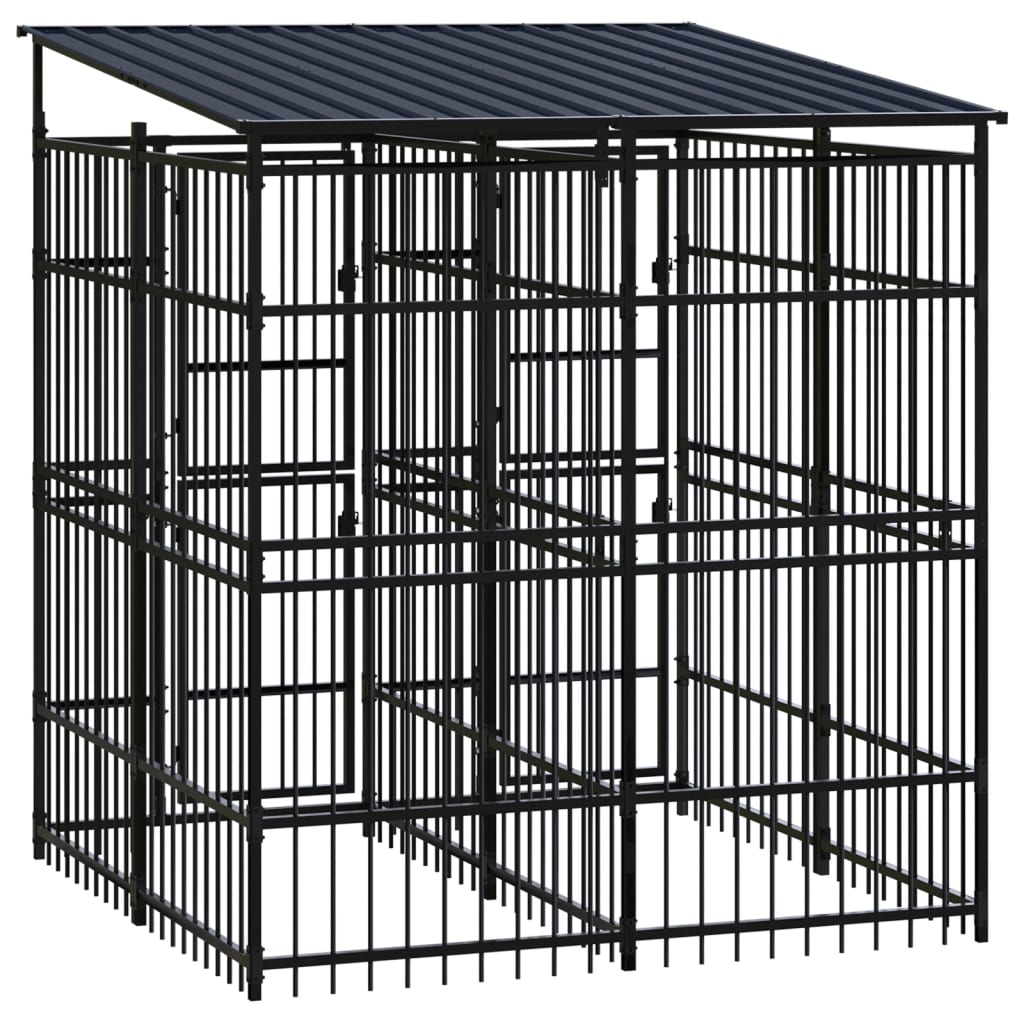 Hondenkennel met dak 3,69 m² staal is nu te koop bij PeponiXL, paradijselijk wonen!