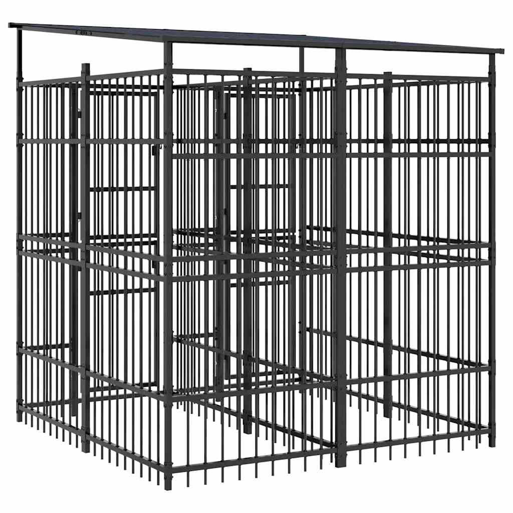 Hondenkennel met dak 3,69 m² staal is nu te koop bij PeponiXL, paradijselijk wonen!