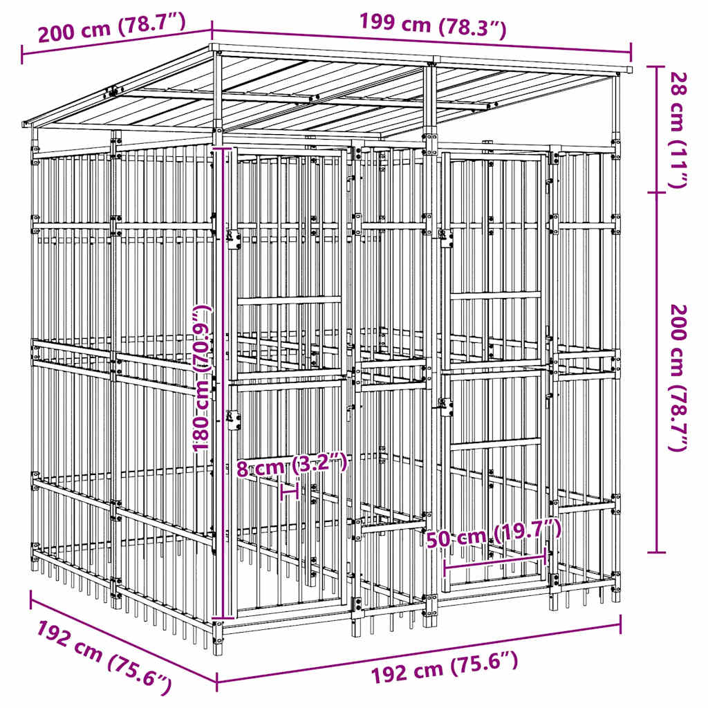 Hondenkennel met dak 3,69 m² staal is nu te koop bij PeponiXL, paradijselijk wonen!