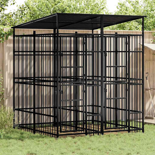 Hondenkennel met dak 3,69 m² staal is nu te koop bij PeponiXL, paradijselijk wonen!