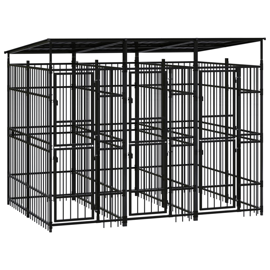 Hondenkennel met dak 5,53 m² staal is nu te koop bij PeponiXL, paradijselijk wonen!