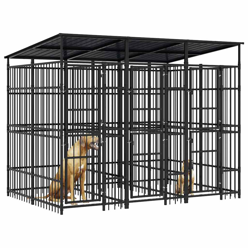 Hondenkennel met dak 5,53 m² staal is nu te koop bij PeponiXL, paradijselijk wonen!
