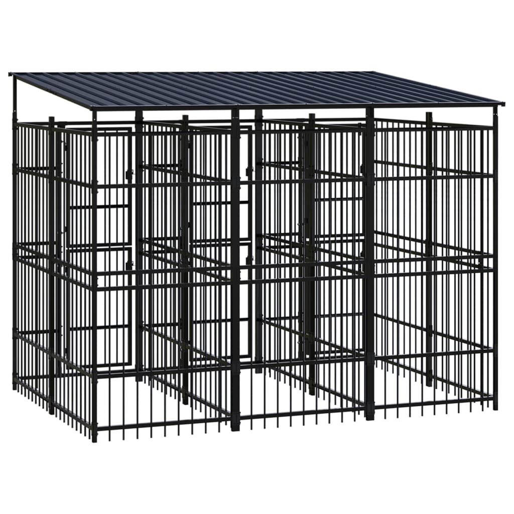 Hondenkennel met dak 5,53 m² staal is nu te koop bij PeponiXL, paradijselijk wonen!