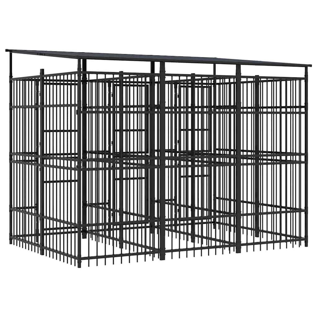 Hondenkennel met dak 5,53 m² staal is nu te koop bij PeponiXL, paradijselijk wonen!