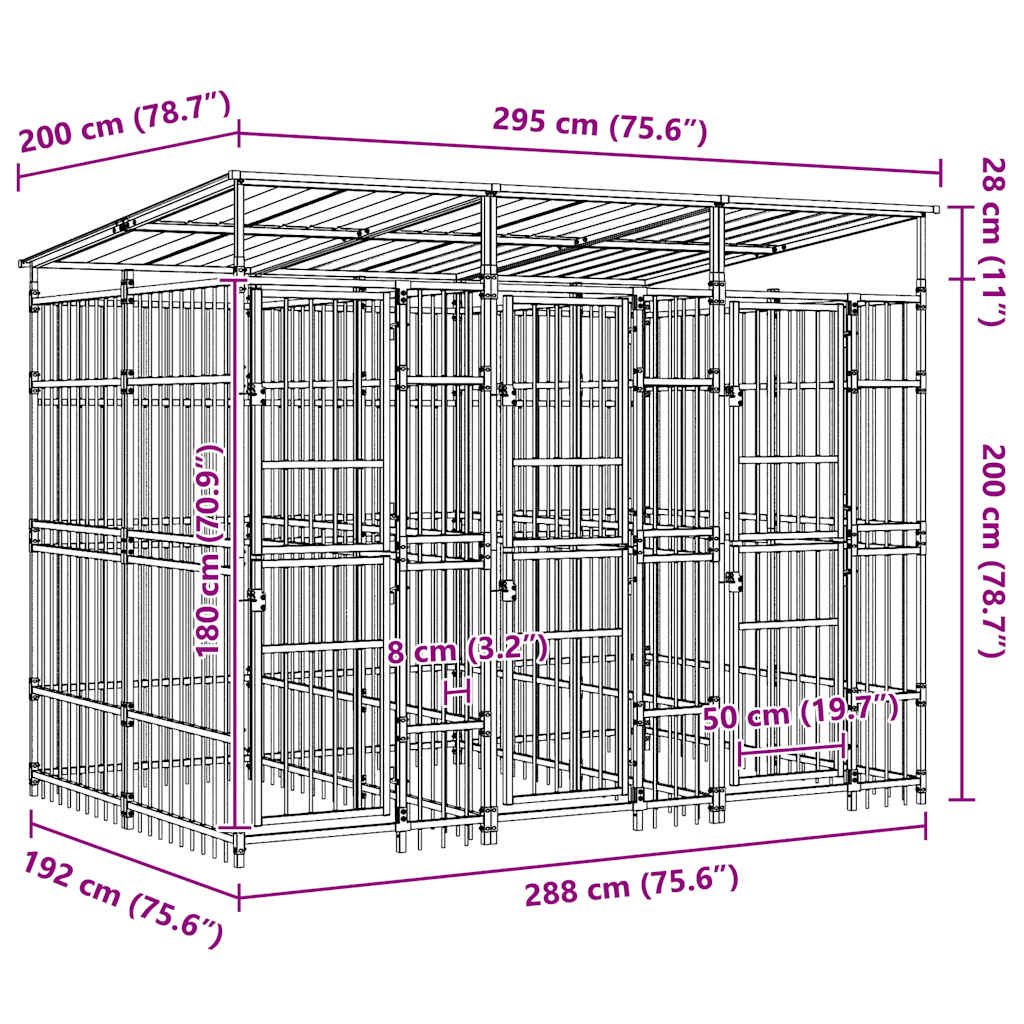 Hondenkennel met dak 5,53 m² staal is nu te koop bij PeponiXL, paradijselijk wonen!