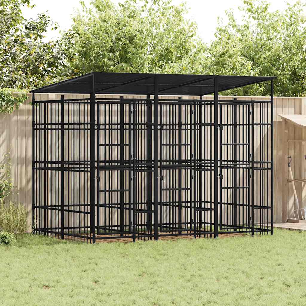 Hondenkennel met dak 5,53 m² staal is nu te koop bij PeponiXL, paradijselijk wonen!