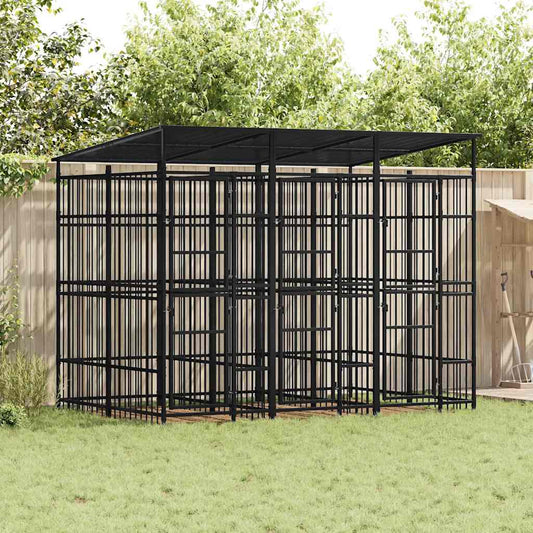 Hondenkennel met dak 5,53 m² staal is nu te koop bij PeponiXL, paradijselijk wonen!