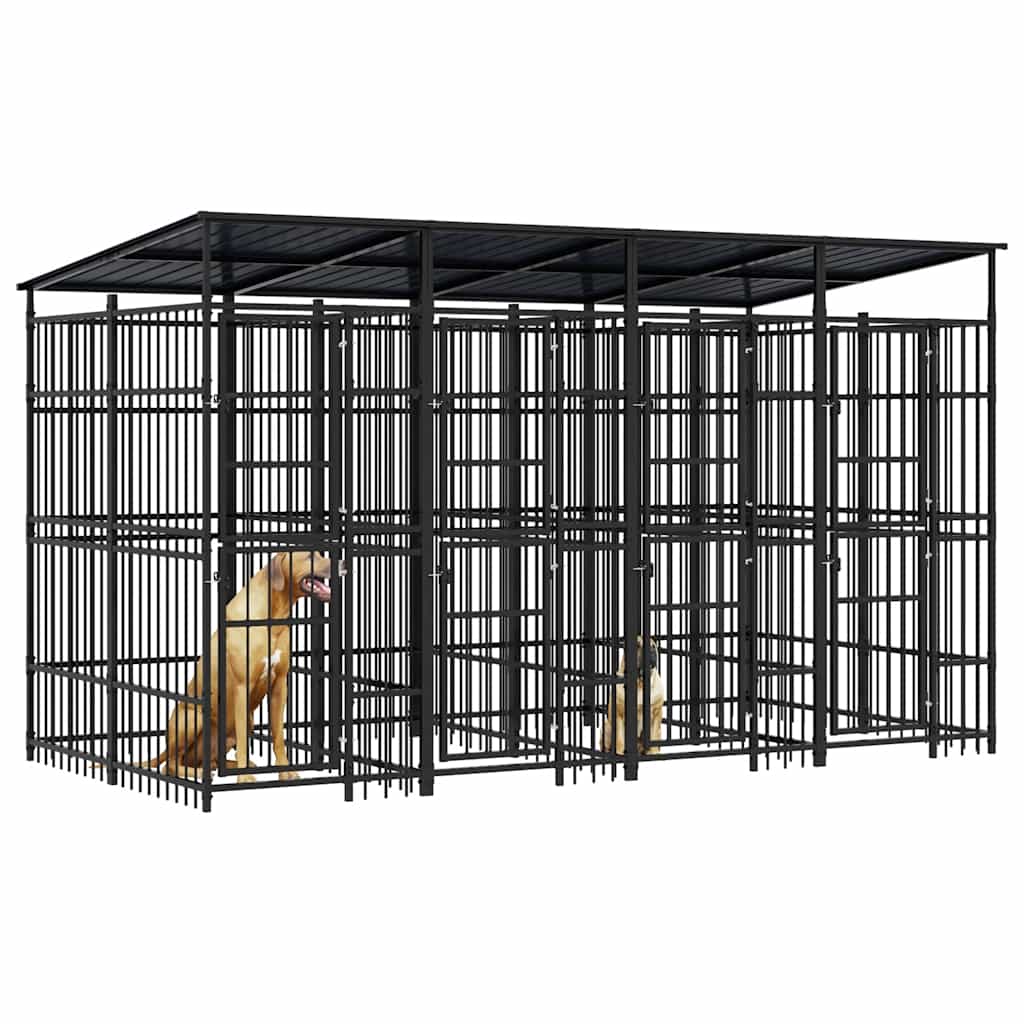Hondenkennel met dak 7,37 m² staal is nu te koop bij PeponiXL, paradijselijk wonen!