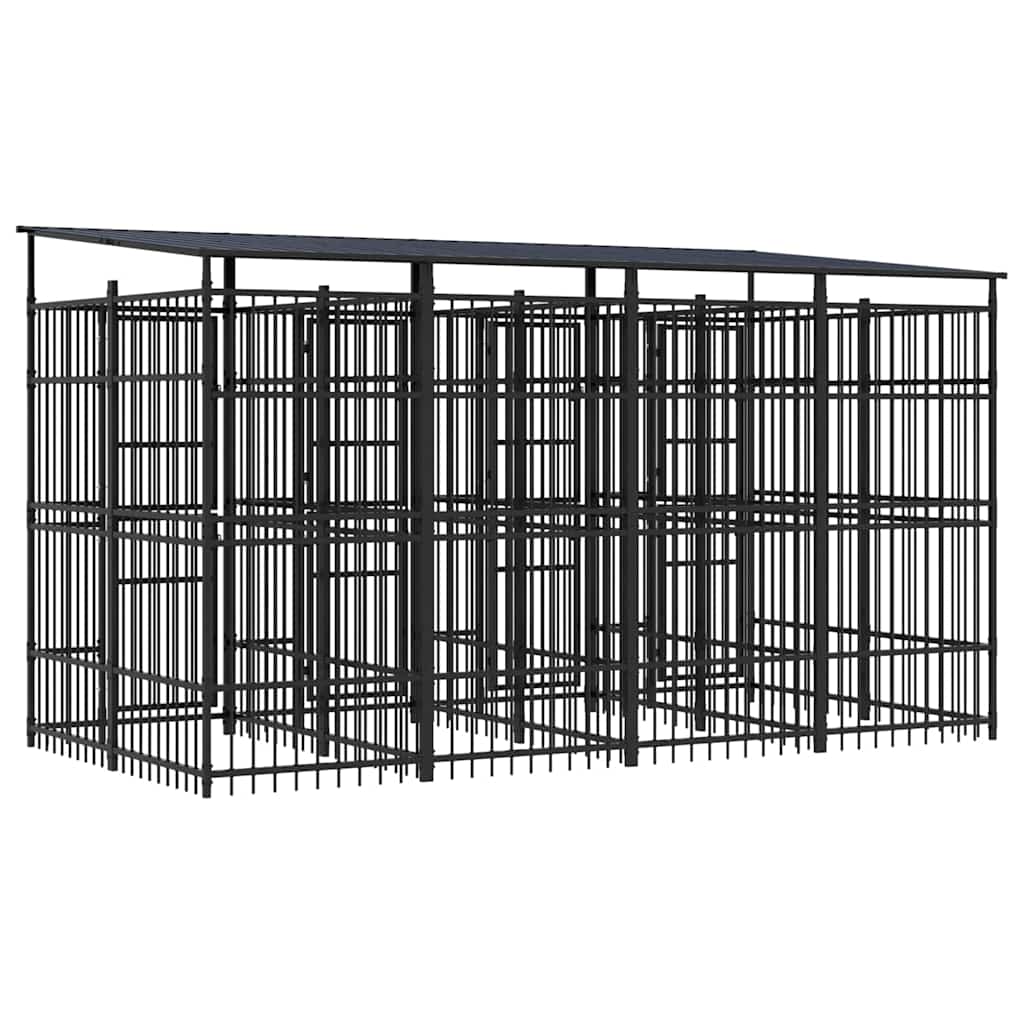 Hondenkennel met dak 7,37 m² staal is nu te koop bij PeponiXL, paradijselijk wonen!
