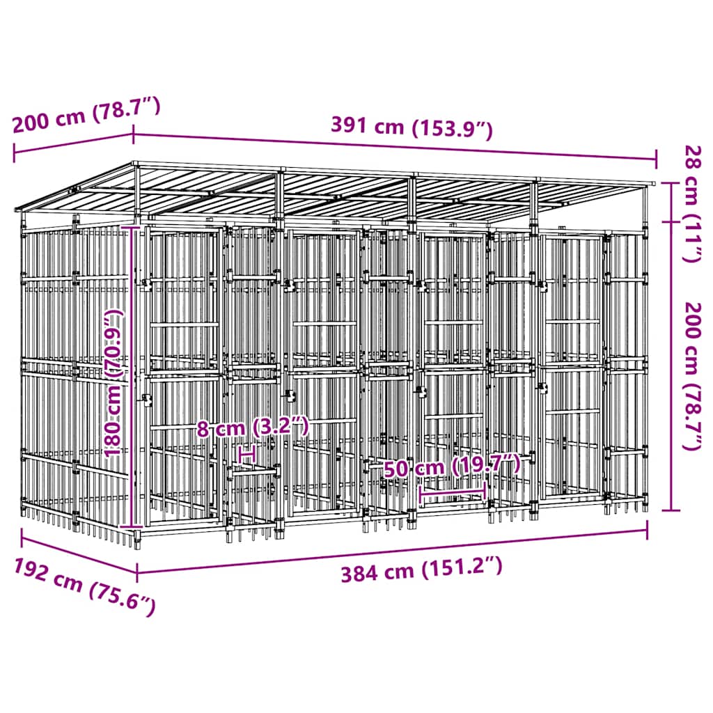 Hondenkennel met dak 7,37 m² staal is nu te koop bij PeponiXL, paradijselijk wonen!