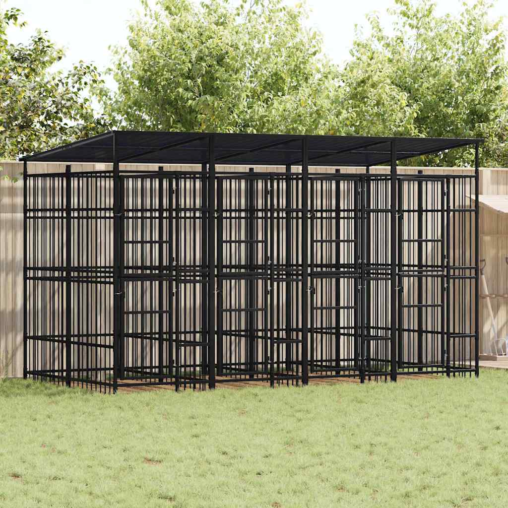 Hondenkennel met dak 7,37 m² staal is nu te koop bij PeponiXL, paradijselijk wonen!