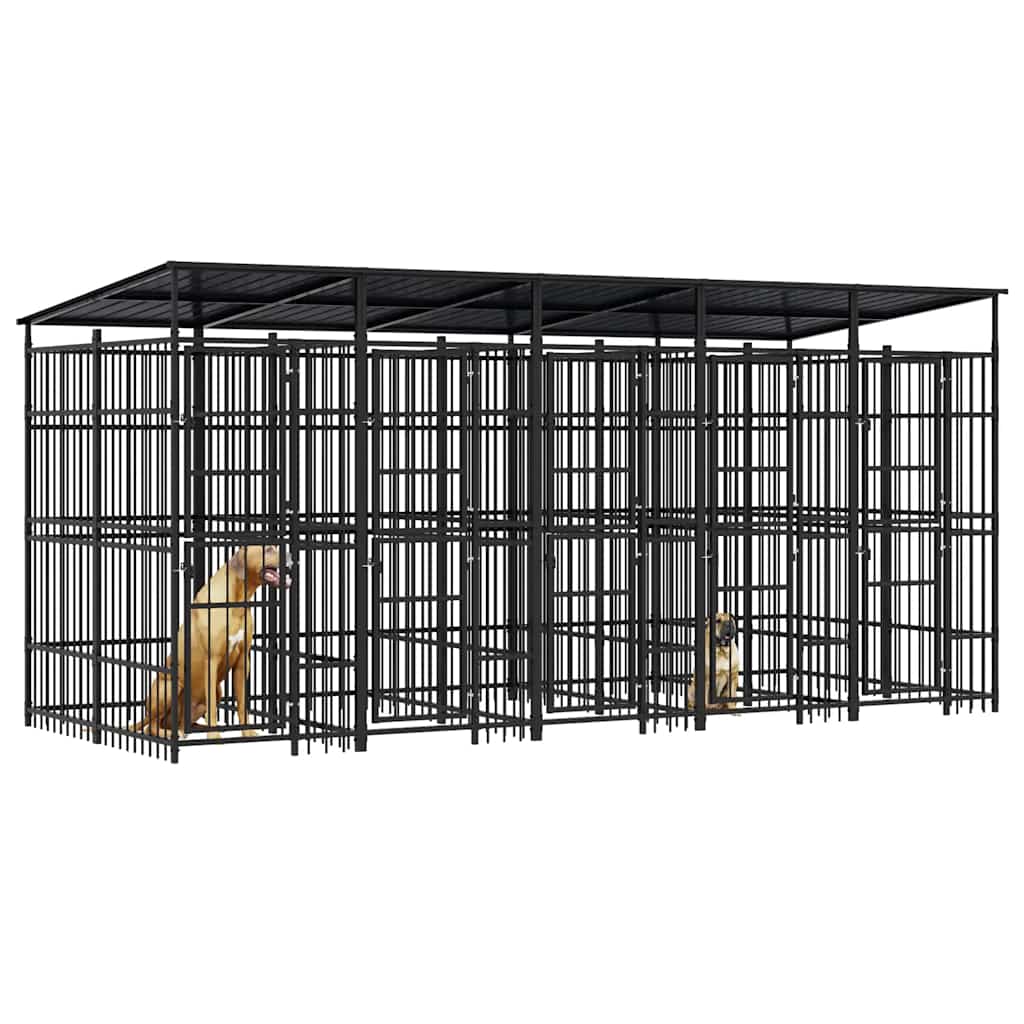 Hondenkennel met dak 9,22 m² staal is nu te koop bij PeponiXL, paradijselijk wonen!