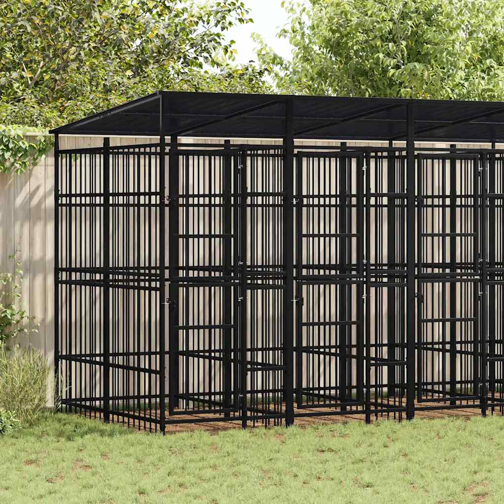 Hondenkennel met dak 9,22 m² staal is nu te koop bij PeponiXL, paradijselijk wonen!