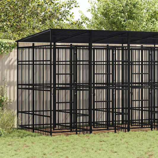 Hondenkennel met dak 9,22 m² staal is nu te koop bij PeponiXL, paradijselijk wonen!
