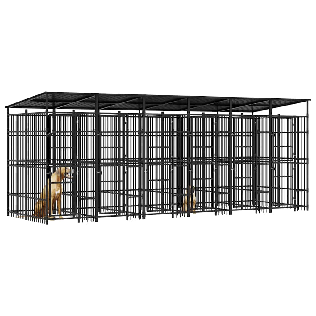 Hondenkennel met dak 11,06 m² staal is nu te koop bij PeponiXL, paradijselijk wonen!