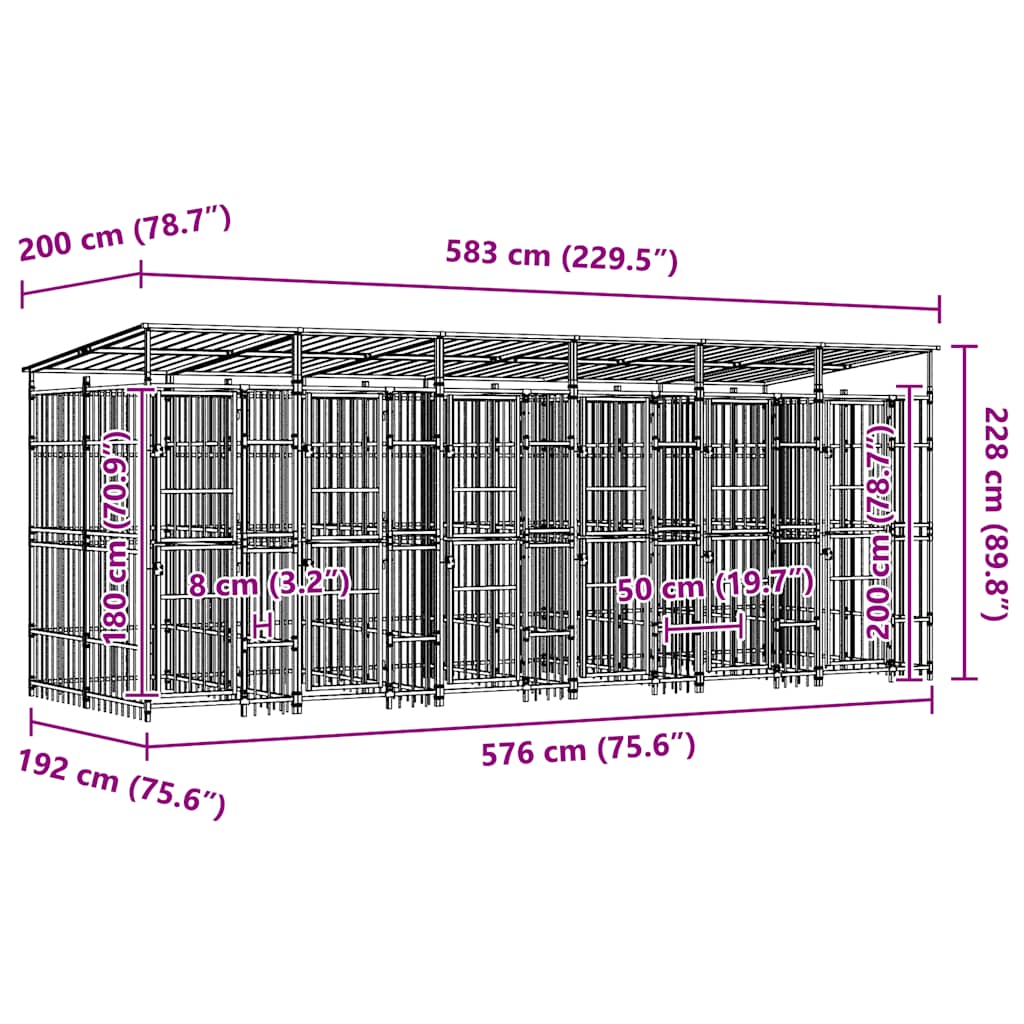 Hondenkennel met dak 11,06 m² staal is nu te koop bij PeponiXL, paradijselijk wonen!
