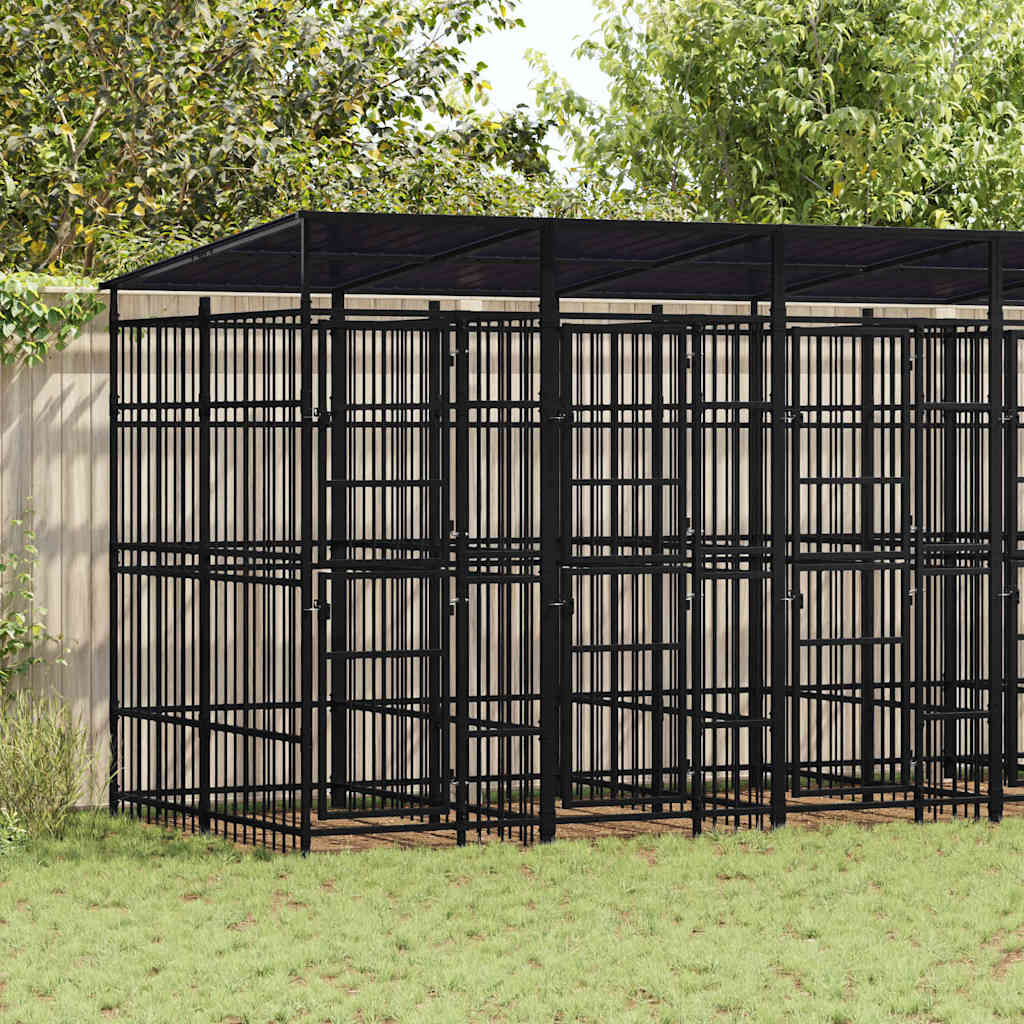 Hondenkennel met dak 11,06 m² staal is nu te koop bij PeponiXL, paradijselijk wonen!