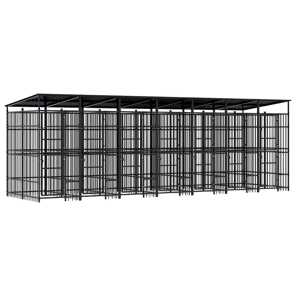 Hondenkennel met dak 12,9 m² staal is nu te koop bij PeponiXL, paradijselijk wonen!