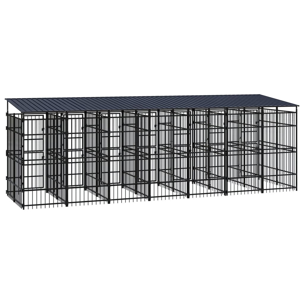 Hondenkennel met dak 12,9 m² staal is nu te koop bij PeponiXL, paradijselijk wonen!