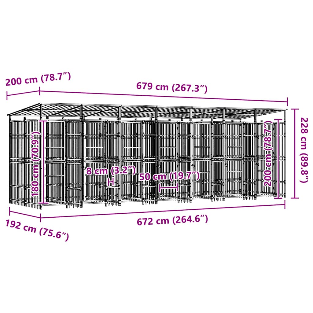 Hondenkennel met dak 12,9 m² staal is nu te koop bij PeponiXL, paradijselijk wonen!