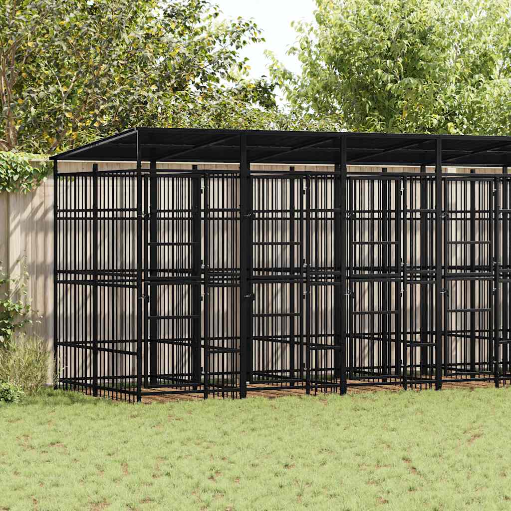 Hondenkennel met dak 12,9 m² staal is nu te koop bij PeponiXL, paradijselijk wonen!