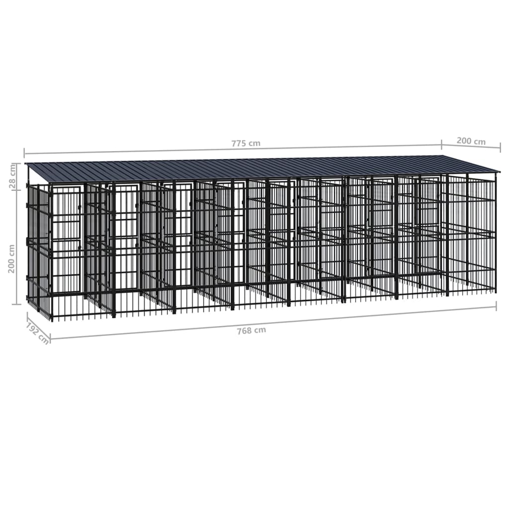 Hondenkennel met dak 14,75 m² staal is nu te koop bij PeponiXL, paradijselijk wonen!