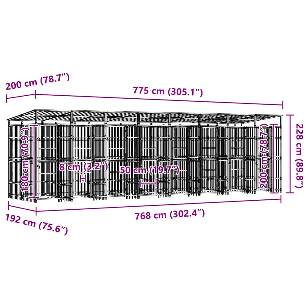 Hondenkennel met dak 14,75 m² staal is nu te koop bij PeponiXL, paradijselijk wonen!