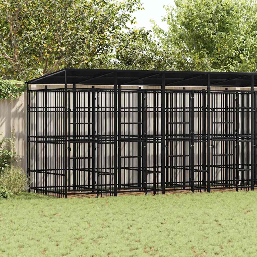 Hondenkennel met dak 14,75 m² staal is nu te koop bij PeponiXL, paradijselijk wonen!