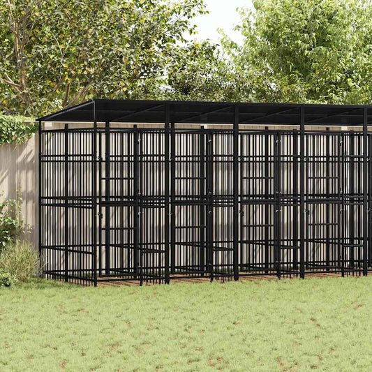 Hondenkennel met dak 14,75 m² staal is nu te koop bij PeponiXL, paradijselijk wonen!