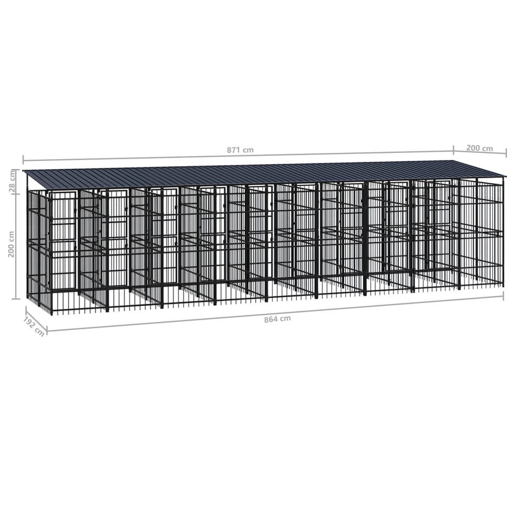 Hondenkennel met dak 16,59 m² staal is nu te koop bij PeponiXL, paradijselijk wonen!