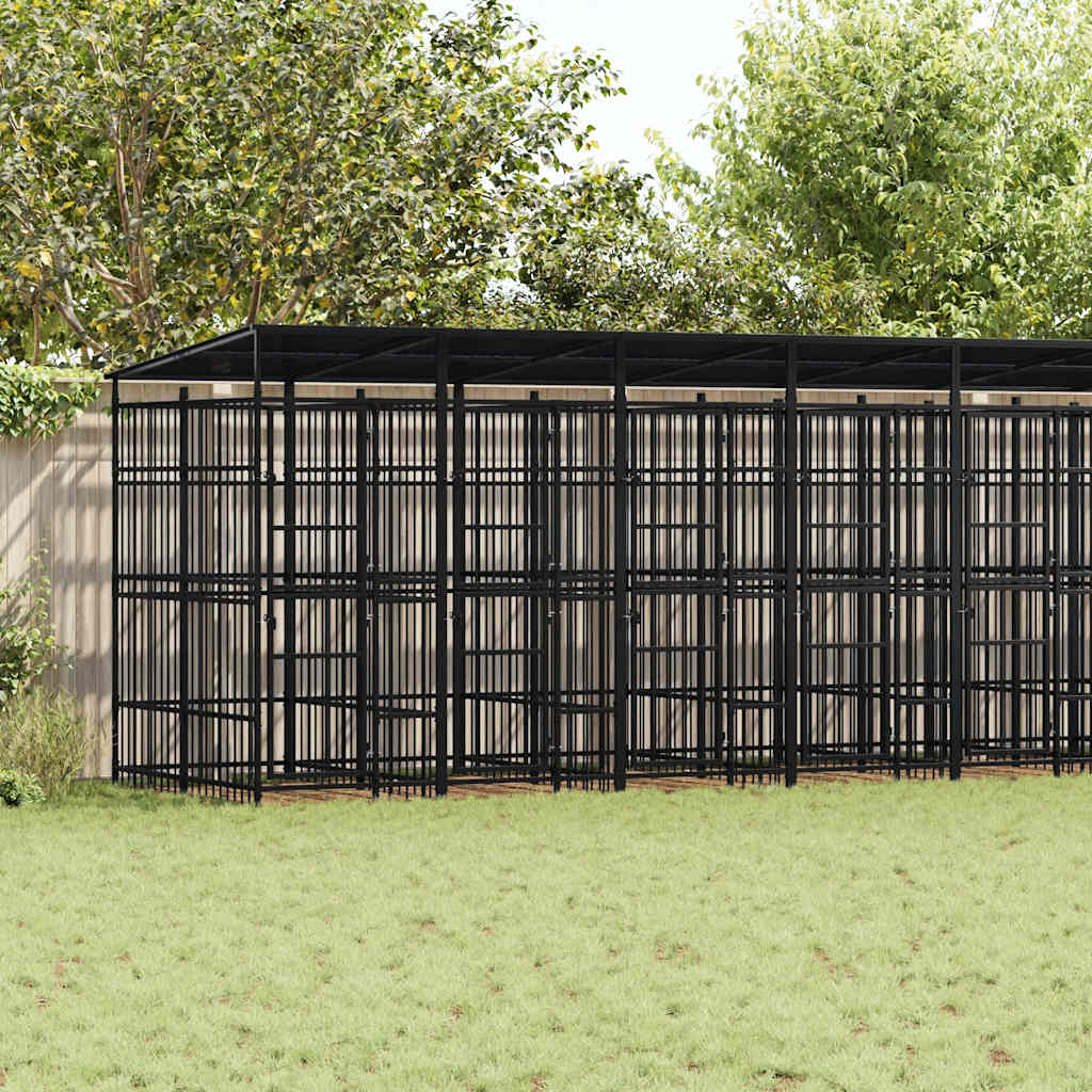 Hondenkennel met dak 16,59 m² staal is nu te koop bij PeponiXL, paradijselijk wonen!