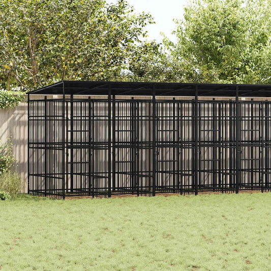 Hondenkennel met dak 16,59 m² staal is nu te koop bij PeponiXL, paradijselijk wonen!