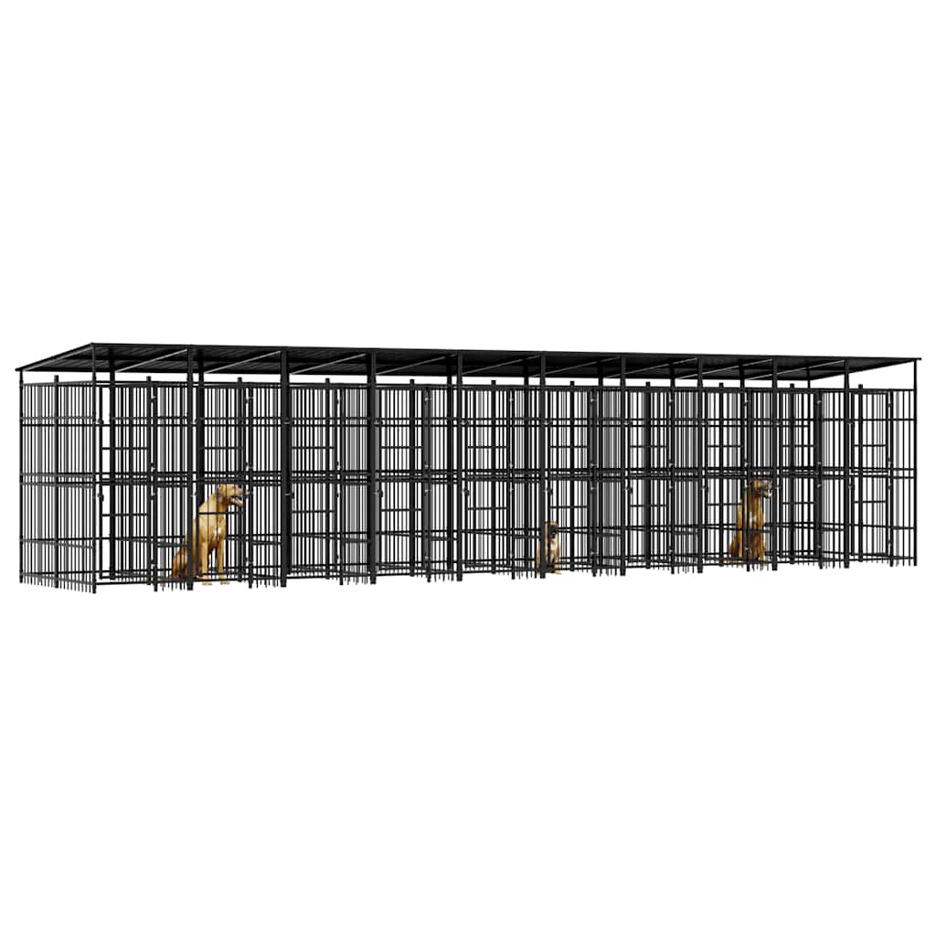 Hondenkennel met dak 18,43 m² staal is nu te koop bij PeponiXL, paradijselijk wonen!